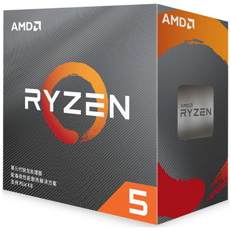 Процессор AMD Ryzen 5 3600 шестиядерный, 12 потоков, интерфейс AM4, 3,6 ГГц, в коробке, R5 3600, центральный процессор для настольного компьютера