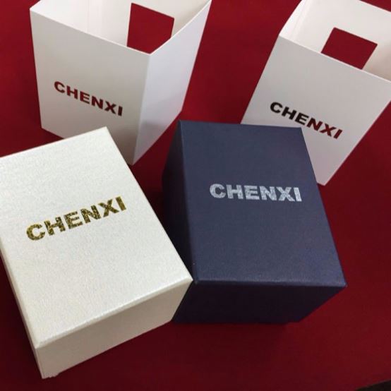 Chenxi коробка для часов, печать на заказ, высокое качество, картонная бумага, подарочная упаковка, оптовая продажа, сине-белая коробка для часов