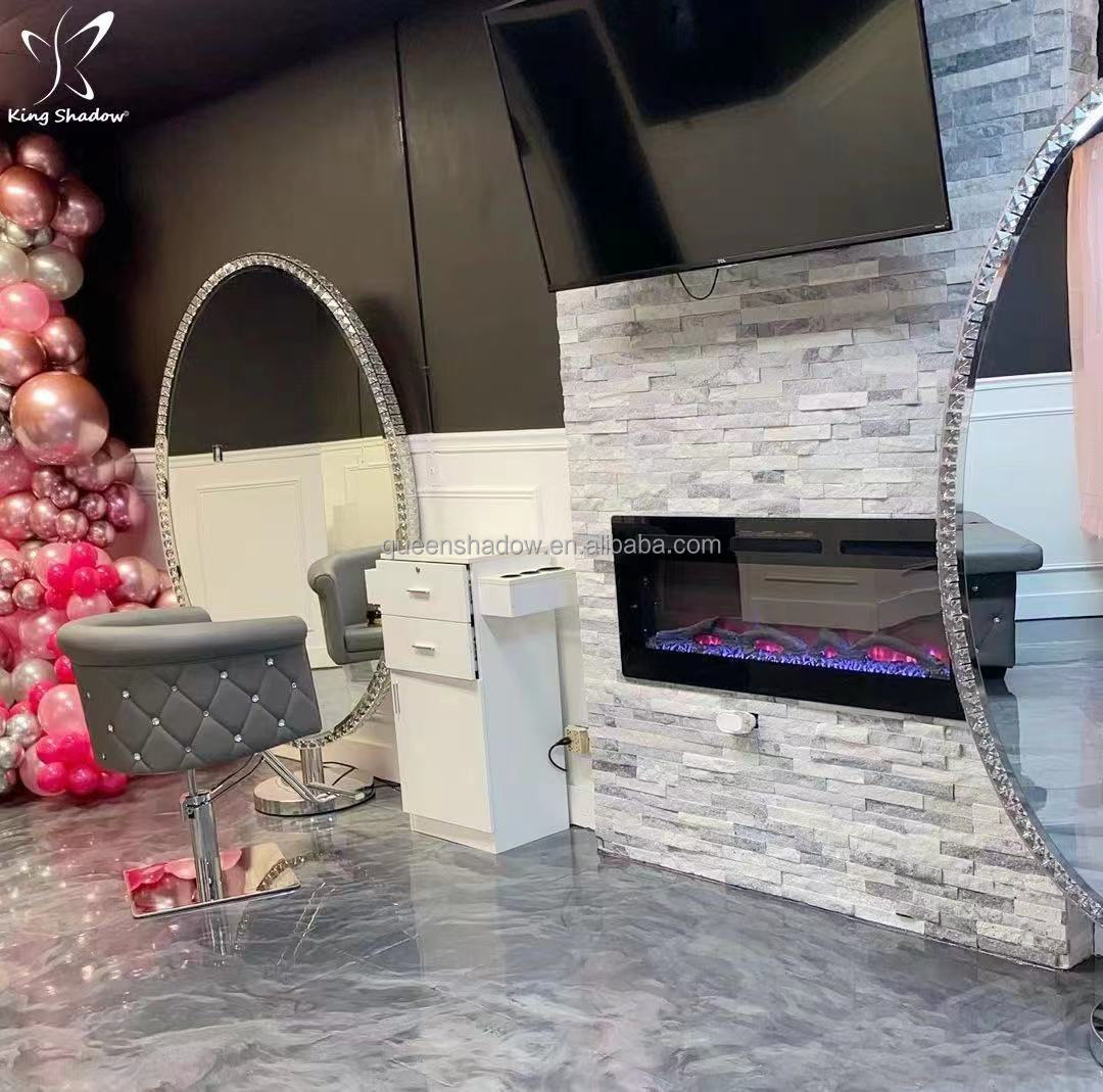 2021 hair saloon furniture set crstal styling mirror stations makeup salon station with LED