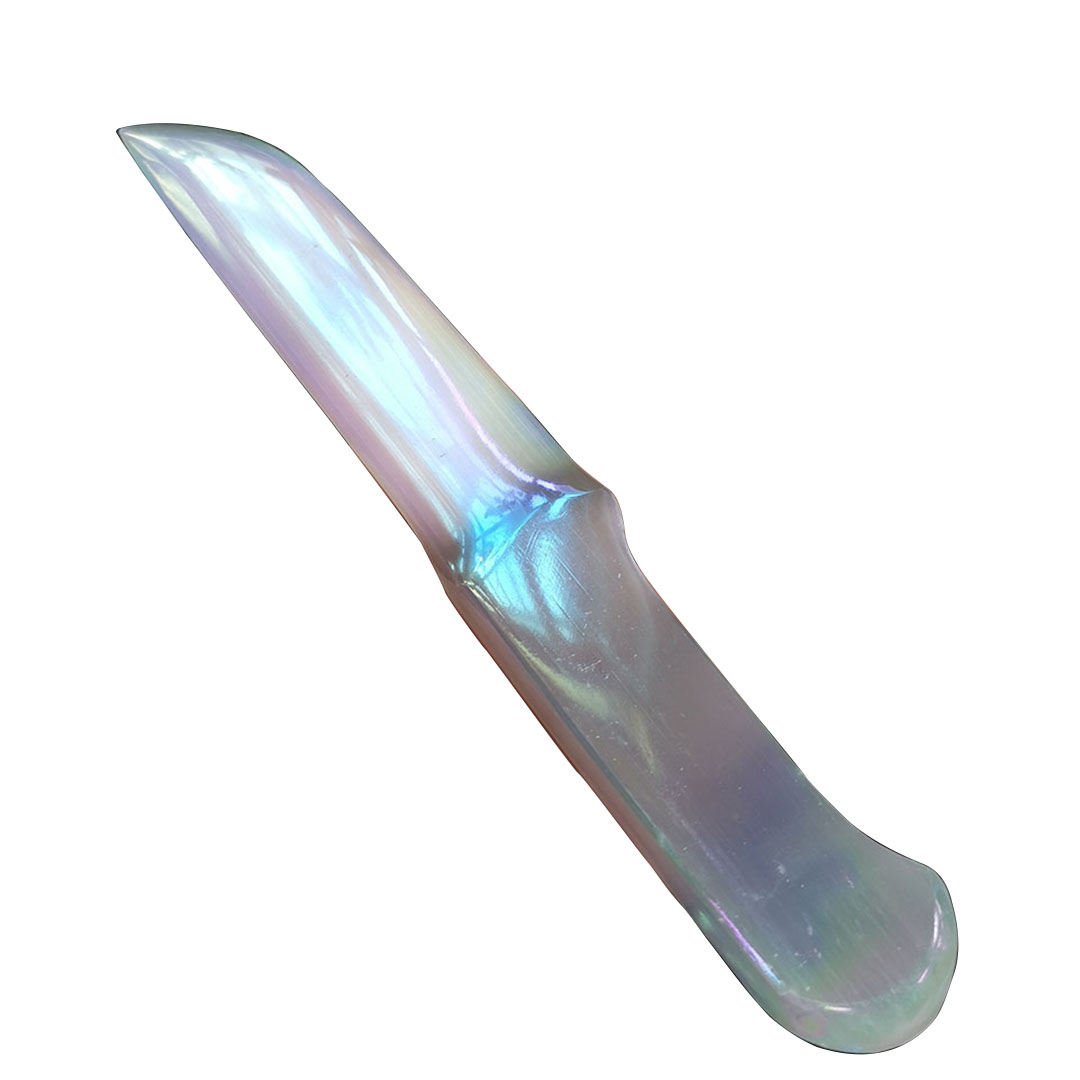 Нож Angel Aura Selenite, натуральный нож с кристаллами селенита, нож с розовой Aura Blue Aura Selenite