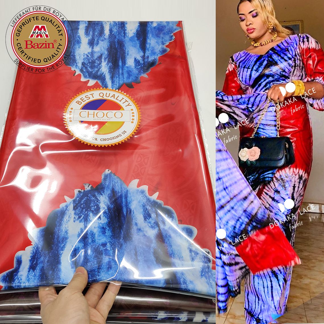 Dokaka Wholesale Price Indian Women Wedding Dresses Bazin Riche Fabric 2021 Top Quality Gambia Printed Bazin Riche Getzner