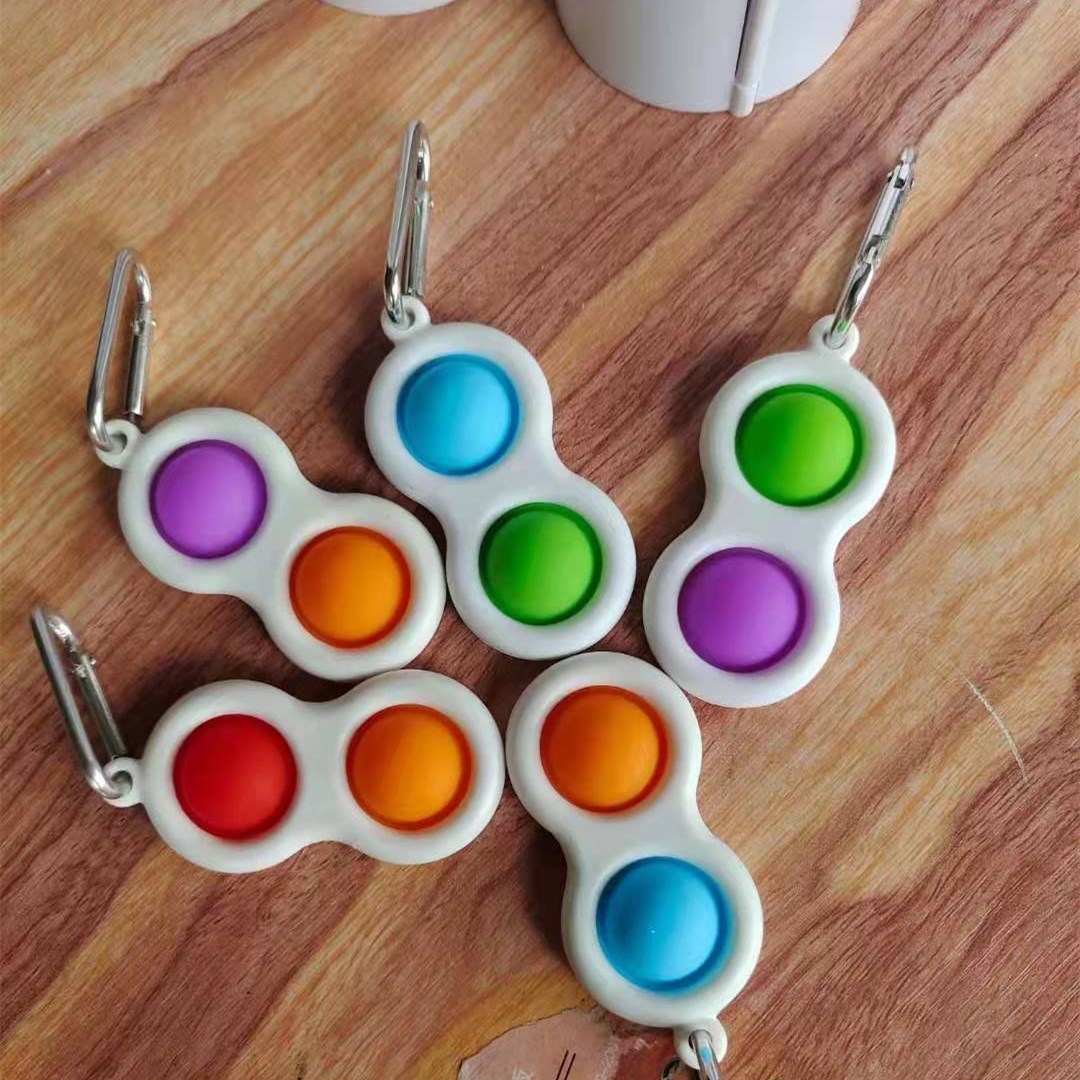 Fidget Simple Keychain Key Ring push bubble Poppers kids Finger Toy Sensory Squeeze Toys squishies Balls Anti Anxiety poo-its DH