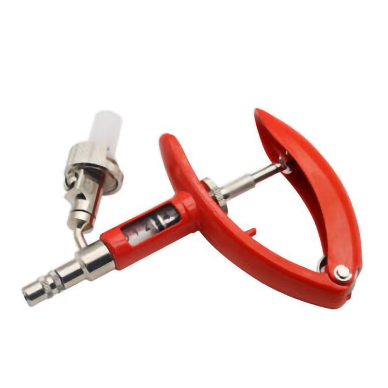 Red 0-5 ml Capacity Dosing Auto Injector Syringe Automatic Veterinary Syringe Instrument