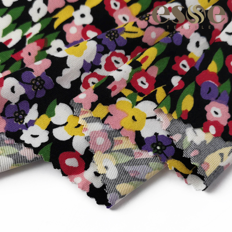 ESSE TEXTILE 100D DTY 1 сторона кисть принт спандекс цветочная ткань для платья tela dbp трикотажная юбка из полиэстера