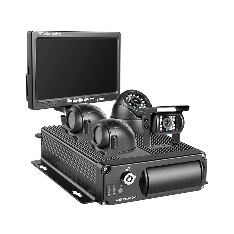 Dual SD Card MDVR Kit 4G WIFI GPS 1080P AHD Mobile Car DVR With 4 IR Night Vision Waterproof Cameras and 7 inch VGA Monitor