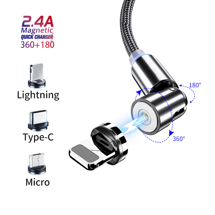 Usb 180 + 360 градусов 3 в 1 Тип c Быстрый кабель Micro Магнитный зарядный кабель 540 градусов зарядное устройство магнитный кабель