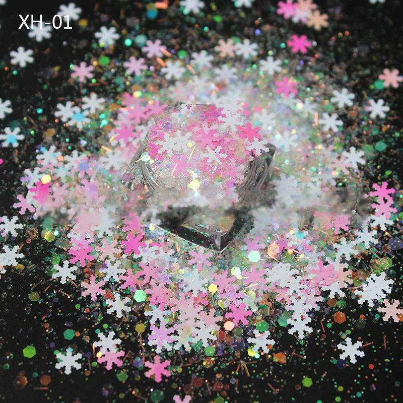 Hot Sell 12 Color 1kg/Bag Holographic Colorful Nail Mix SNOW Shiny Sequins DIY Nail Decoration