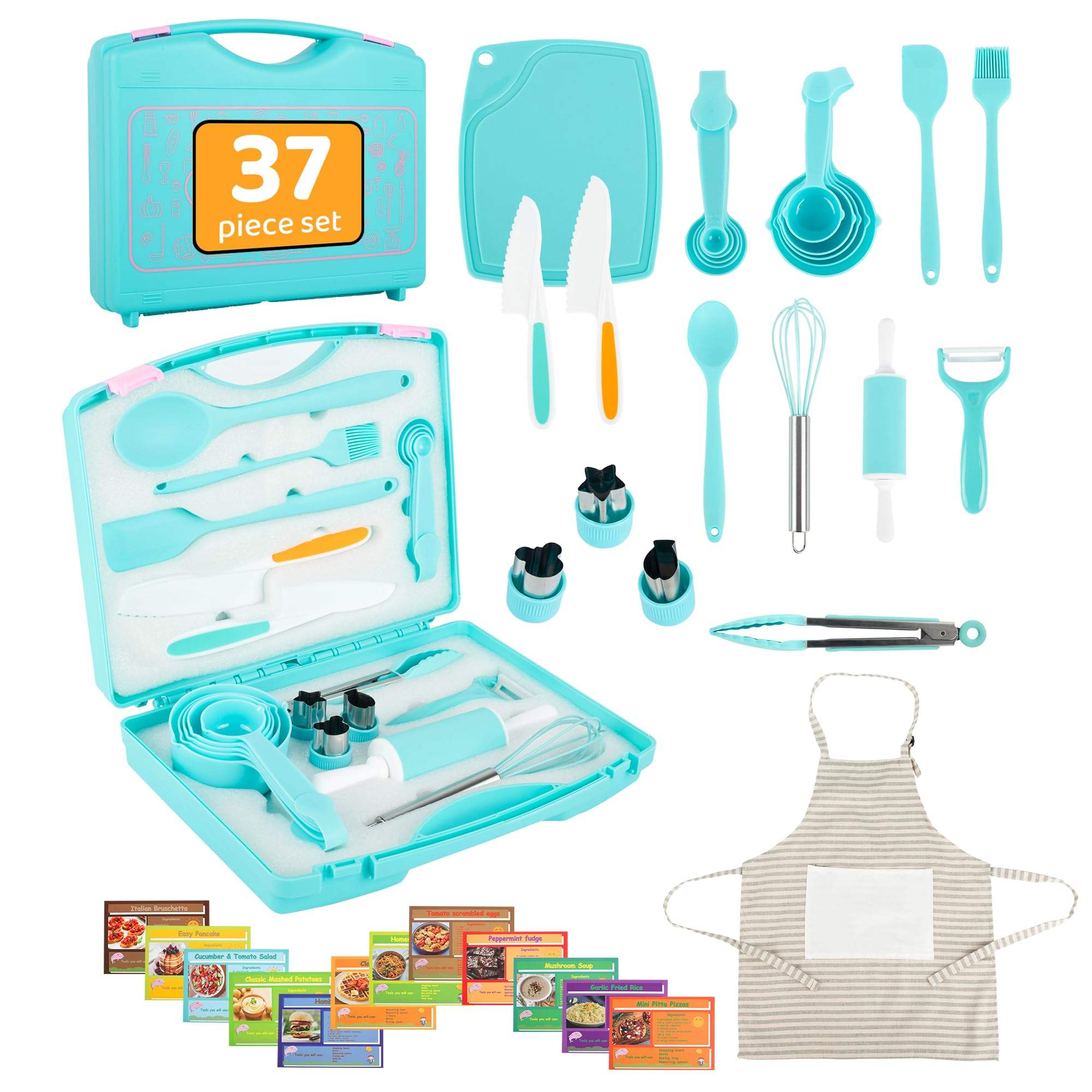 Wholesale Kid Toddlers Apron Knives Kitchen Tools Children Real Toy Utensils Cooking Baking Set Supplies Gift With Storage Box