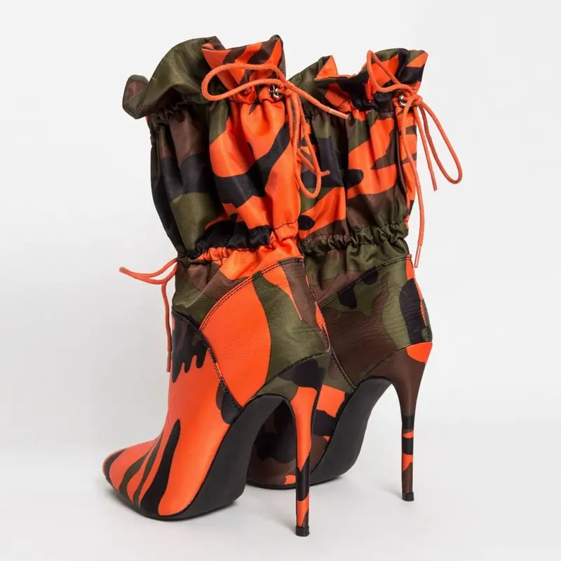 CM021 WETKISS на застежке женская обувь на шнуровке, модные повседневные и вечерние туфли-лодочки, морщин камуфляжного цвета; Женская обувь; Сапоги на высоком каблуке