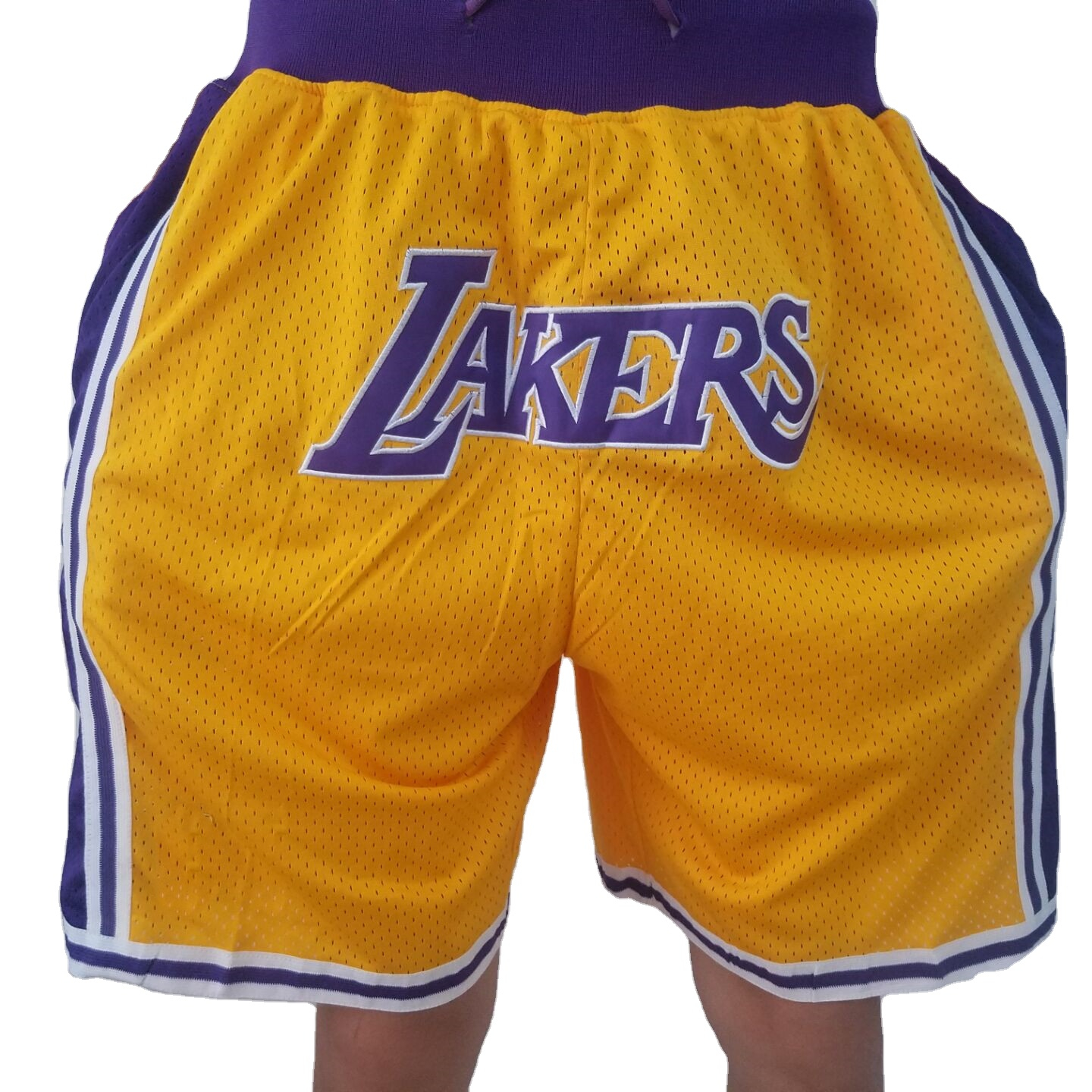 Шорты Laker в стиле ретро для баскетбола, летние спортивные шорты из лавсана, сетчатые дышащие мужские шорты