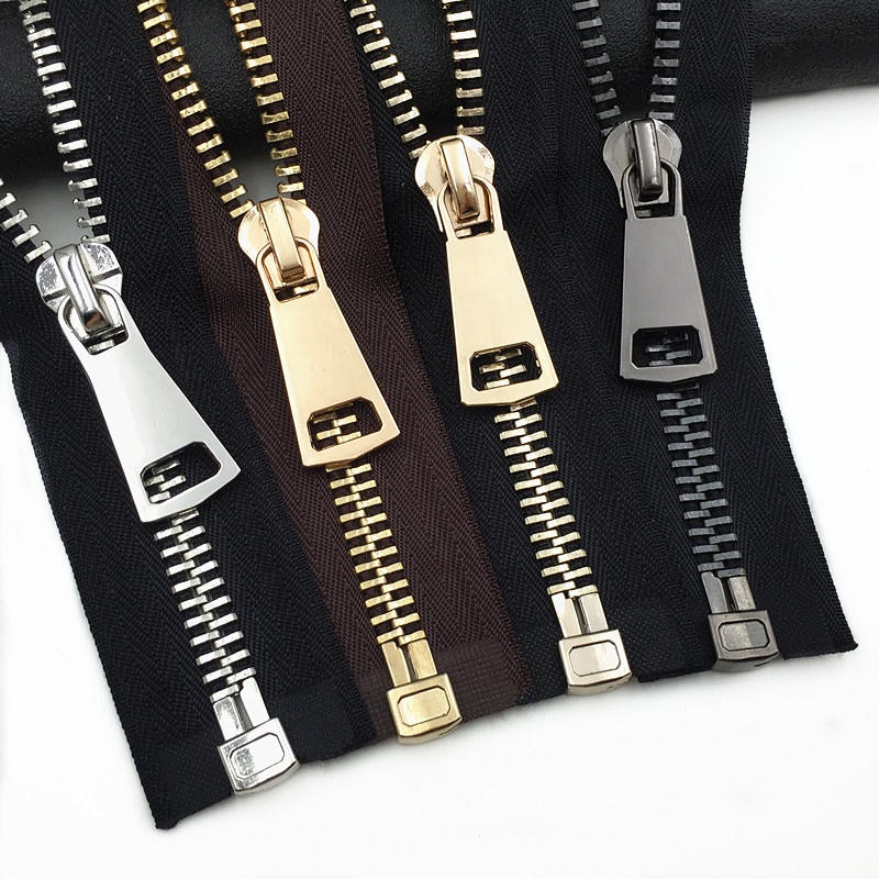 Wholesale 5# Close End Metal Zip Brass Teeth Jacket Zipper Custom Color Metal Zipper