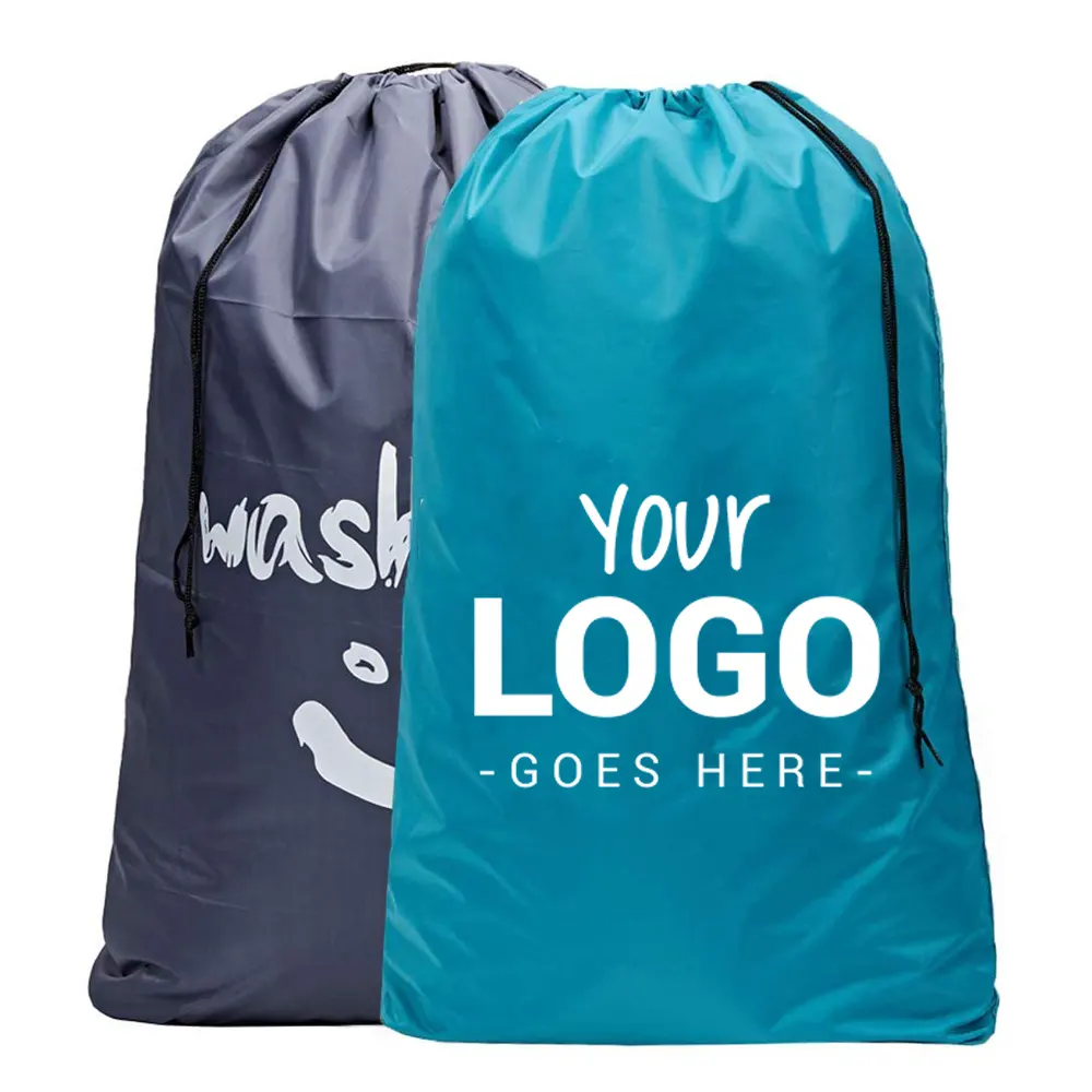 Wholesale customized logo printed organizer wash underwear polyester nylon material eco-friendly drawstring laundry bag