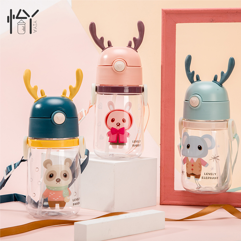 Wholesale antlers cute PP baby water bottles custom baby sipper water bottle for kids