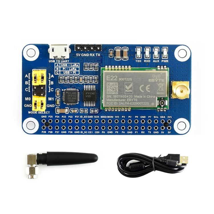 Шляпа LoRa Waveshare SX1262 для Raspberry Pi, широкополосная модуляция спектра, частотный диапазон 868 МГц