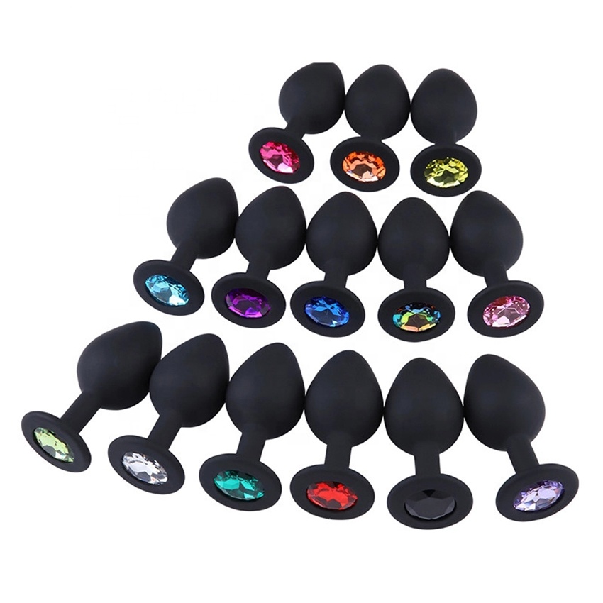 Soft Silicone Anal Plug Removable Jewel Decoration Butt Plug Sex Toys Prostate Vibrator Massager Anal Toys for Women Men Couple