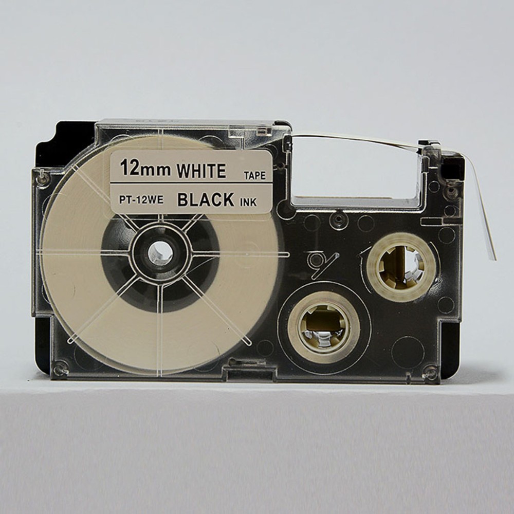 Compatible Label tape 12mm Black On White Ribbon Label Cassette Ez-label Printer tape