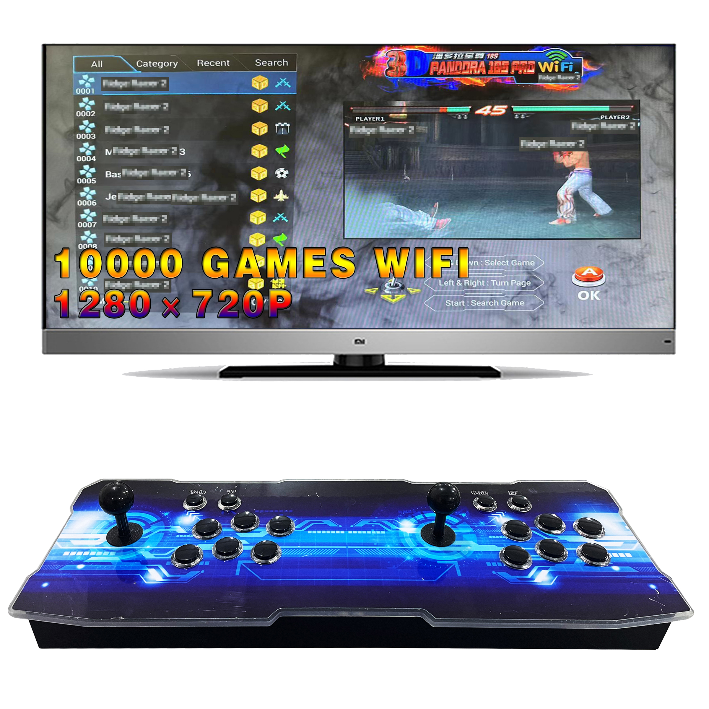 Винтажная настольная аркадная консоль, видеоигра HD, аркадная 3D коробка Pandora 18S pro 10000 ni 1, загружаемая Wi-Fi игра