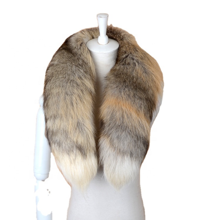 Custom 100% real fox winter warm fashion men's / ladies Fluffy Fox Fur Scarves Hand Knitted scarf
