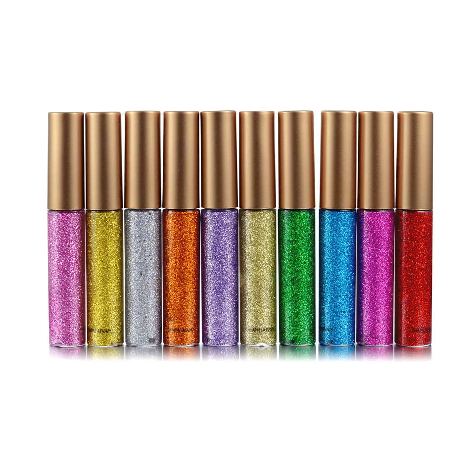 Amazon Hot-selling 10 Colors/set Glitter Shine Liquid Diamond Sparkle Eyeliner Pen Makeup Color
