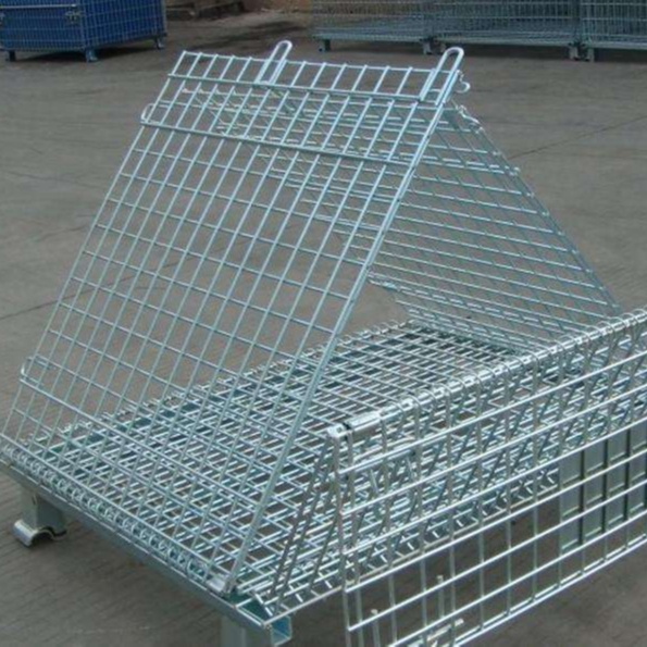 GLB H-1616 Collapsible Wire Container, 40*32*35.5 Mesh 2" * 2" Diameter 6mm Capacity 2,800 LBS with Casters