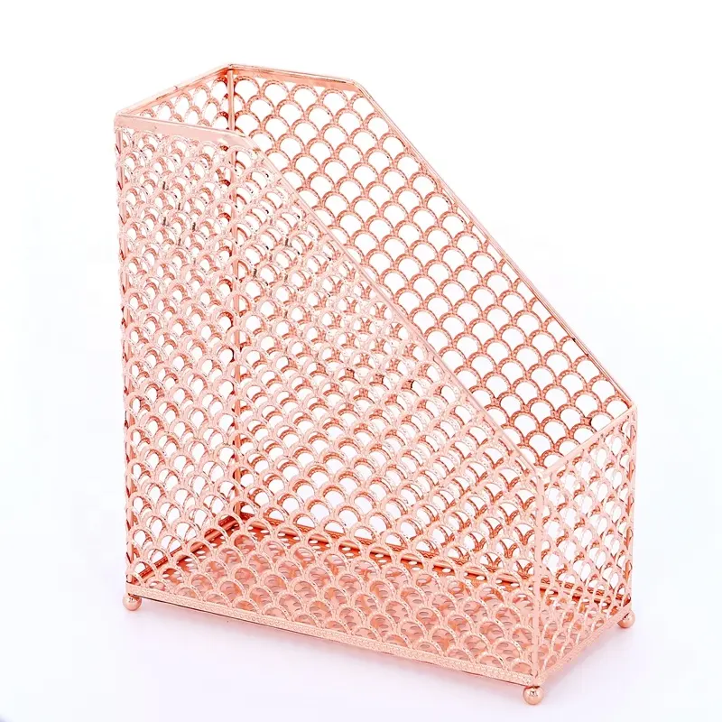 Modern Nordic Home Office Rose Gloden Mesh Wire Metal Office Stationery Set