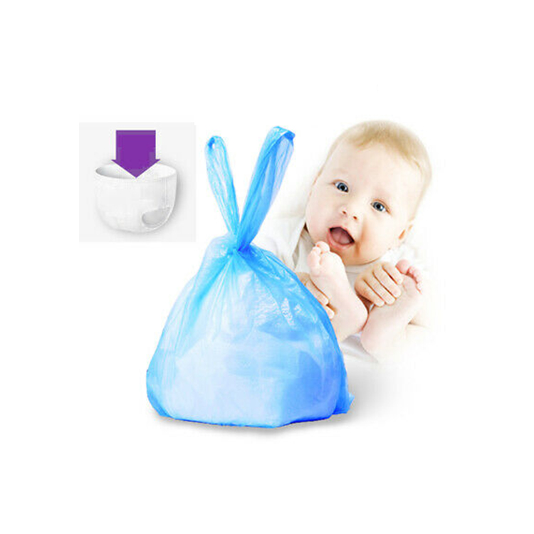 White label PE plastic disposable portable nappy bin bag diaper bag on roll with fragrance