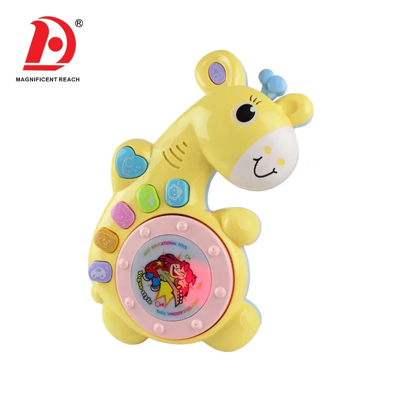 HUADA 2023 Lovely Cartoon Animal Styling Plastic Baby Drum Musical Toy with Music & Light