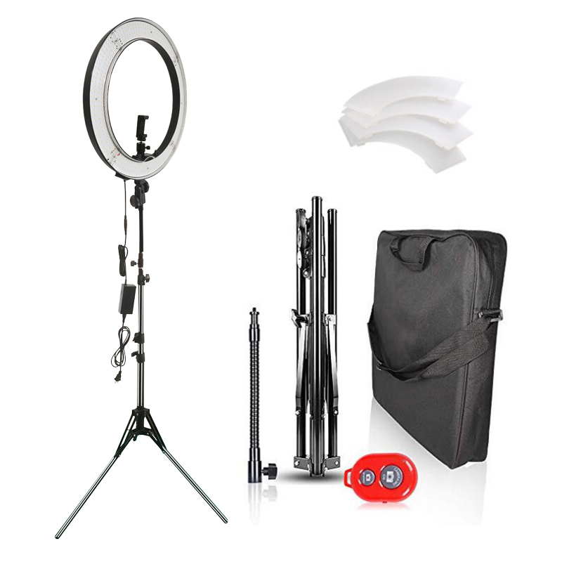Ballast18 "55 Вт цветовая температура 3200K-5500K 480 шт с регулируемой яркостью Светодиодная кольцевая лампа RL-18 18 дюймов для камеры телефона видео свет