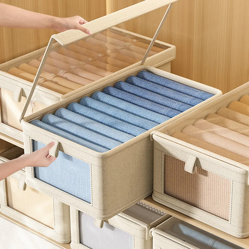 Household Wardrobe Clothes Organizer Foldable Oxford Fabric Closet Storage Box for Clothes with Lid