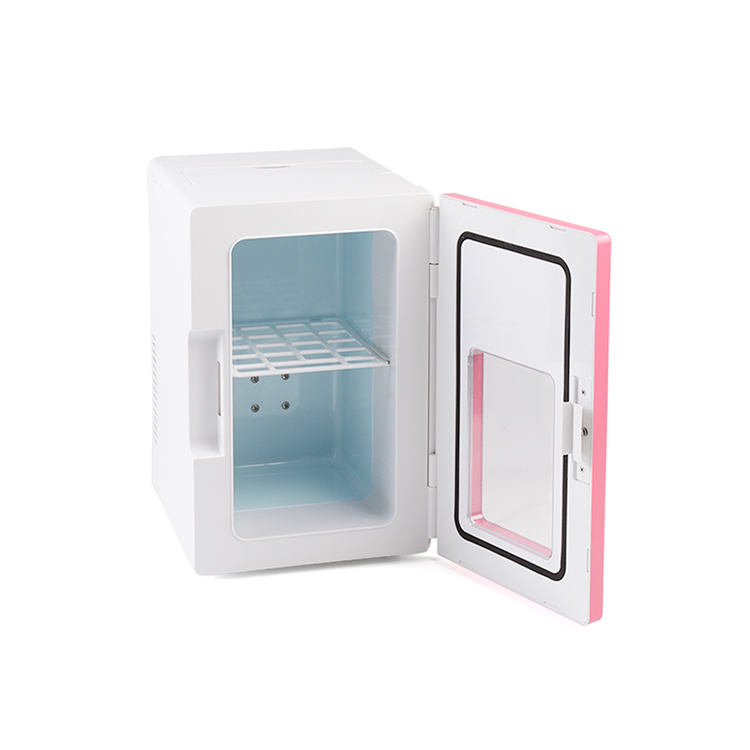 Wholesale portable 8L cosmetic fridge DC 12V AC household make up fridge for cosmetics custom color cold warm mini refrigerador