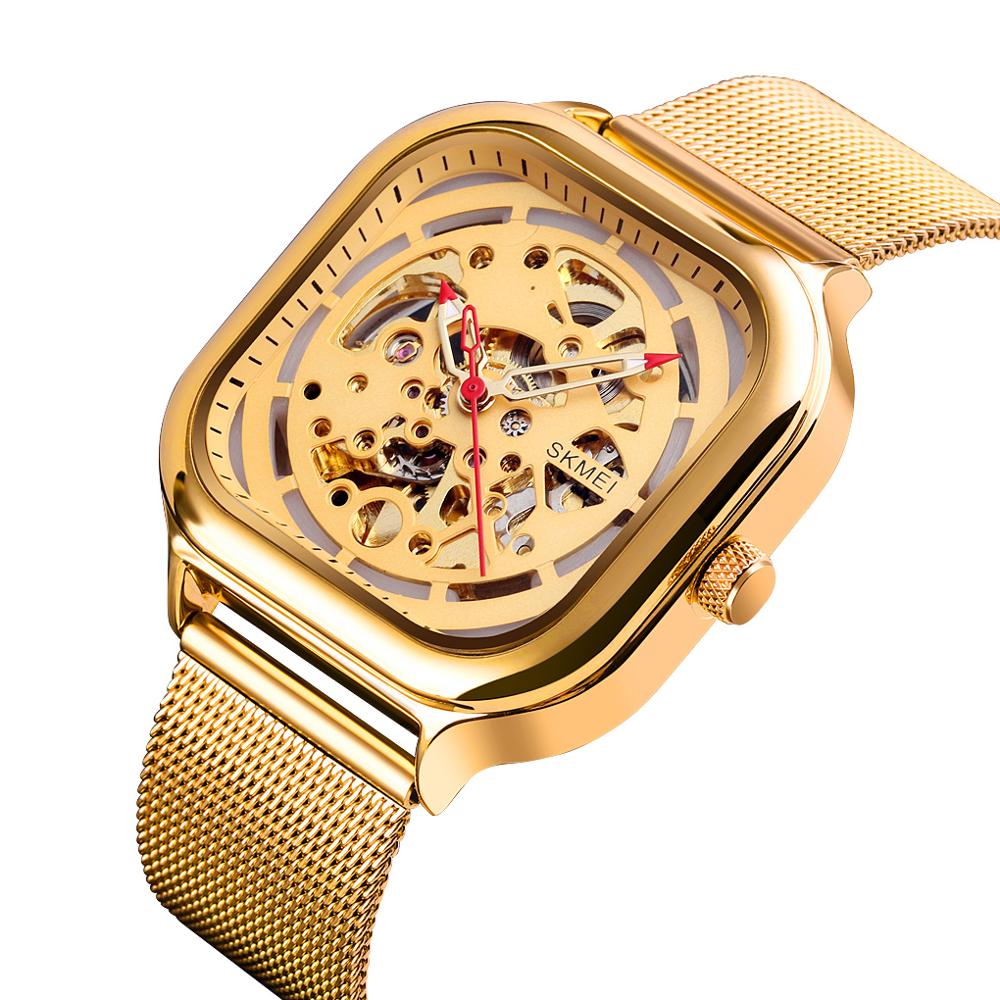 New Skmei 9184 luxury brand simple watch stainless steel wristwatch mechanical watch men