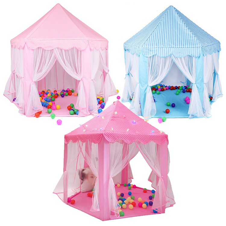 Wholesale Factory Foldable Woven Cloth Castle Family Gift Boys Girls Home Small House Hexagonal Children's Game House Toy Tent