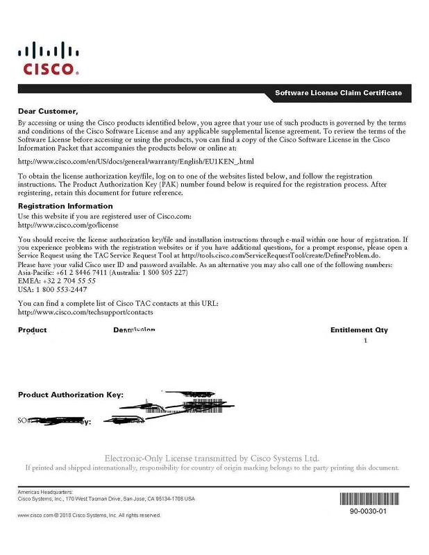 SL-1100-4P-SEC Security License for Cisco ISR 1100 4P Series