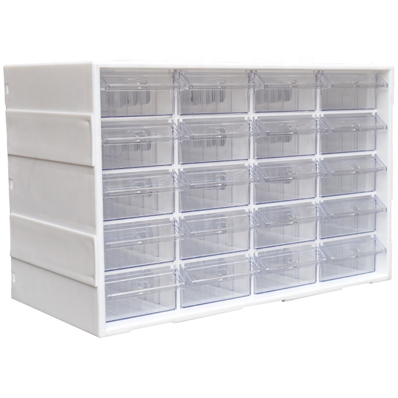 20 drawers Plastic Desktop Stacking Drawer Storage Cabinet Parts Box