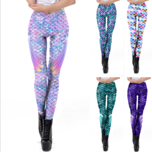 2020 New party dresses mermaid model printed leggings mermaid legging