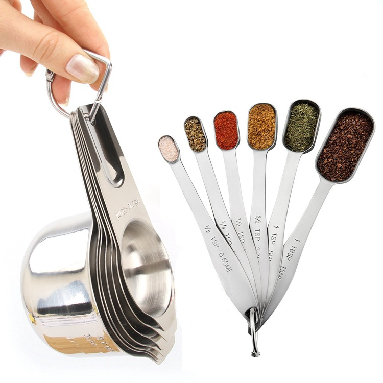 Portable Kitchen Metal Measurement Tools Set of 13 Stainless Steel Measuring Cups And Spoons Set