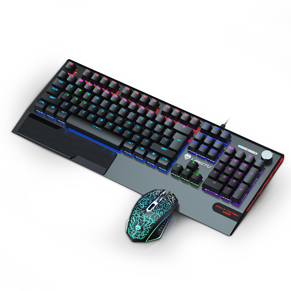 Механическая игровая клавиатура и мышь, комбинированная клавиатура с RGB-подсветкой, 104 клавиш, для ПК, игрового компьютера, ноутбука