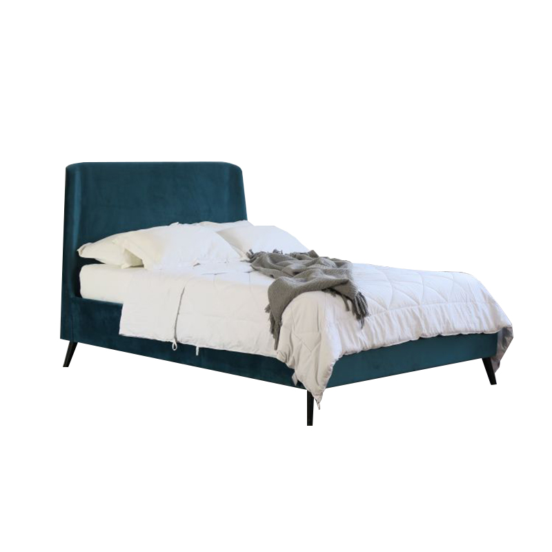 High Headboard Upholstered King Size Linen Wooden Luxury Fabric Double Bed