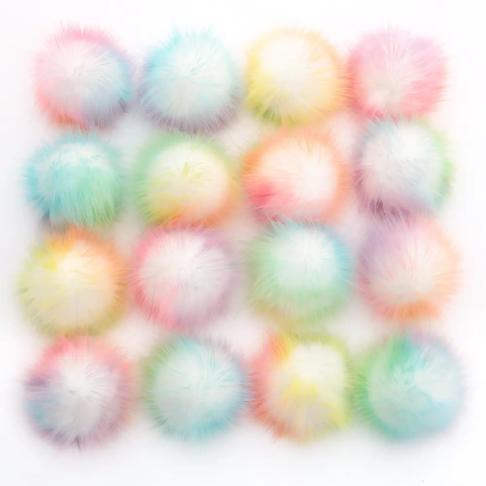 2021 8cm faux fox fur pompon with elastic band for keychain fur pom poms ball for fur slipper