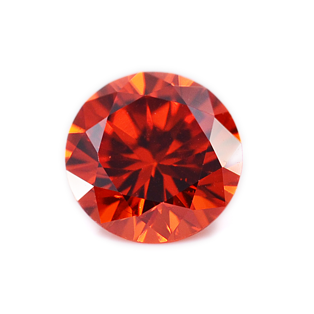 Customized synthetic diamond wholesale price dark orange round brilliant cut for jewelry