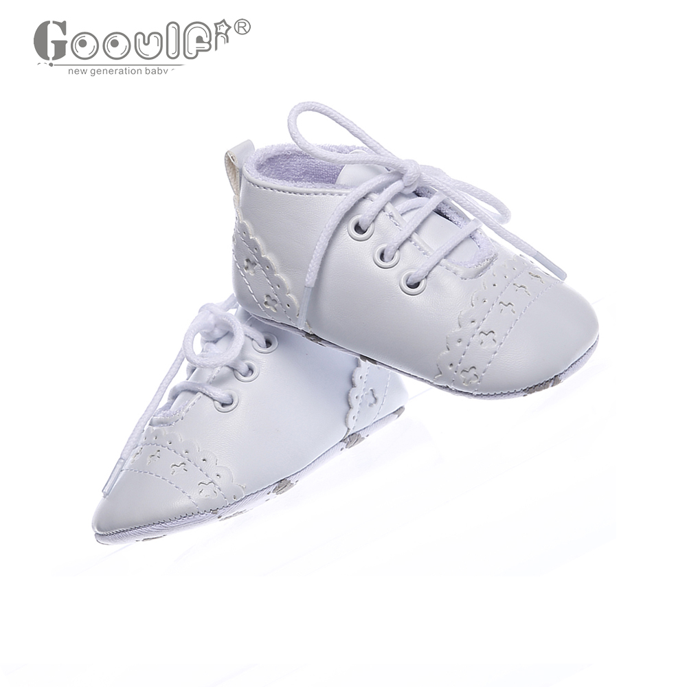 Wholesale Toddler Infant Toddler Kid Children 0-18 Months Soft Sole PU Velour Fleece White Baptism Christening Baby boy Shoes