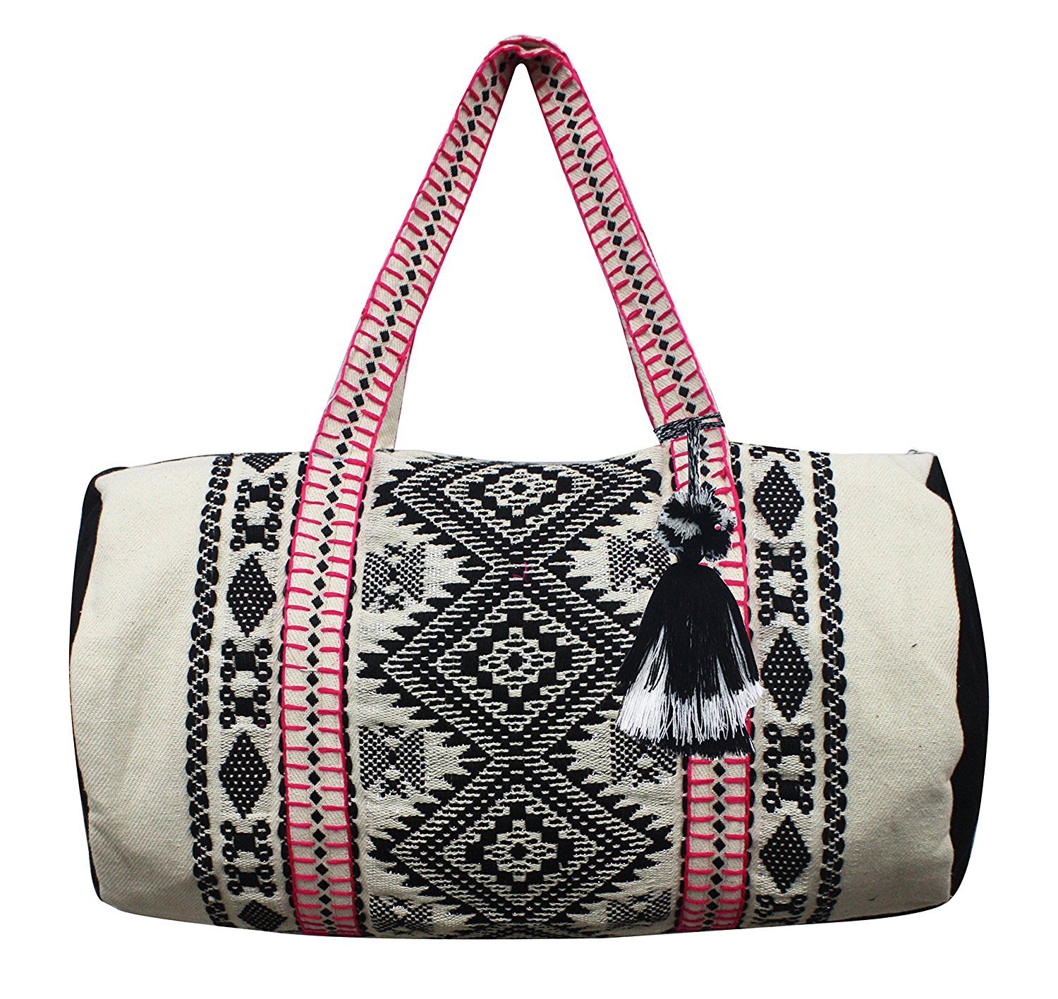 Aztec Black Whit Linen Cotton Therad Bag Makeup Duffle Laundry Bag Bohemia Luggage Bag Travel