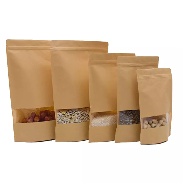 Special Design Widely Used plain kraft paper stand up pouches with zipper