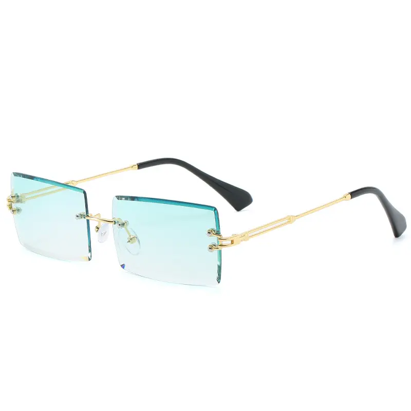 THREE HIPPOS Ocean slice sunglasses metal Small Square frames Rimless Shades 2020 New Arrivals small Rectangular sun glasses