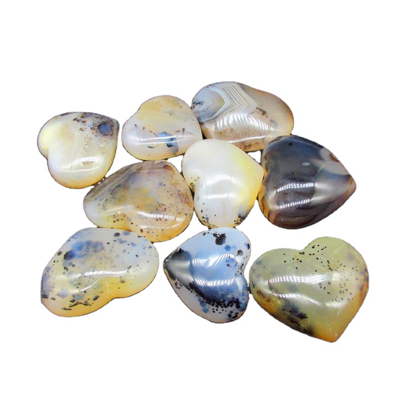 New Product High Quality Natural Ocean Chalcedony Aquatic Agate Love Heart Agate Slices Stone