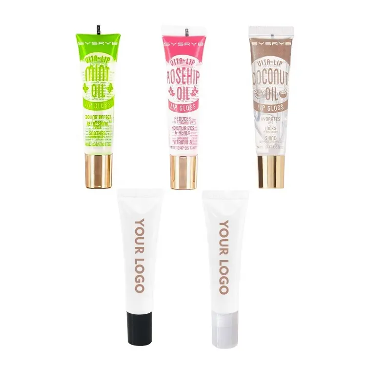 OEM Wholesale Squeeze Broadway Coconut Rosehip Mint Oil Hydrating Clear Liquid Nude Color Organic Lipgloss Lip Gloss Gel