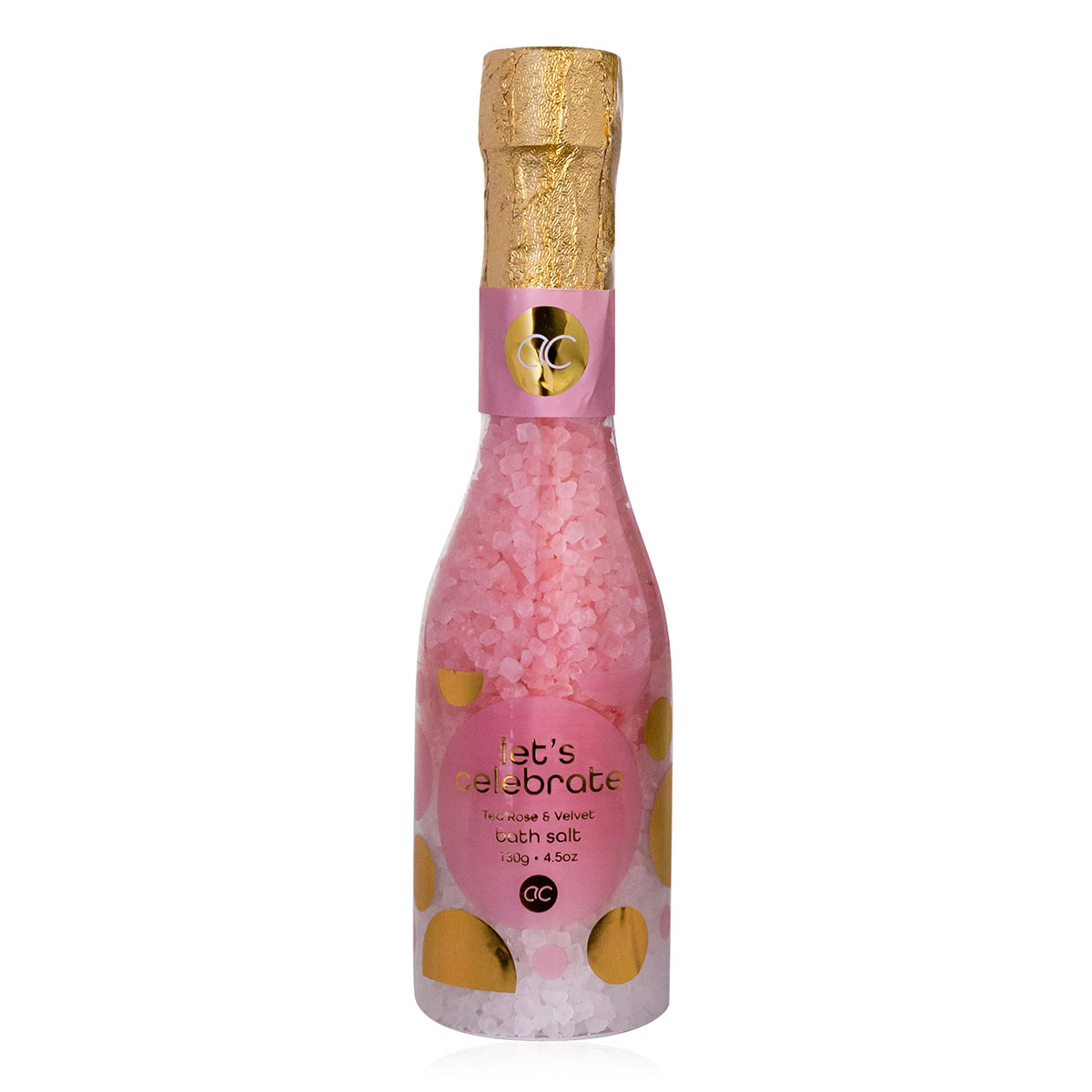 Accentra Brand Wholesale New Fresh Tea Rose And Velvet Fragrance Bath Salt Let Celebrate In Champagne Bottle