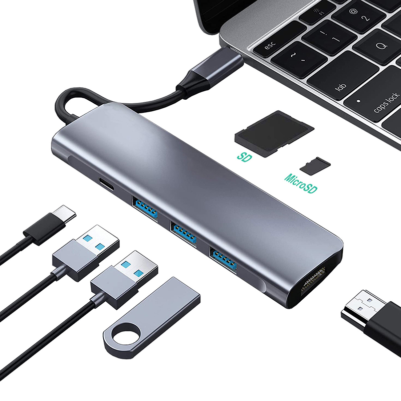 Док-станция с многопортовым usb-разъемом, док-станция 7 портов usb c hub 7 в 1 type c H DMI hub 4K * 2K