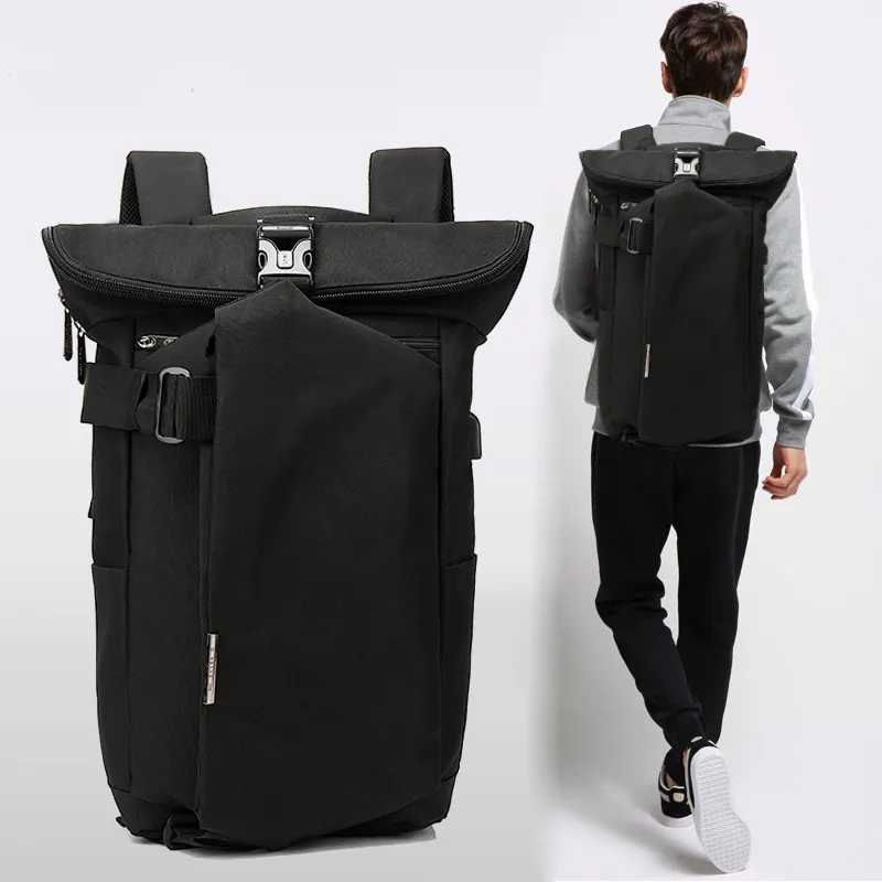 Cycling Solid Color Men Sports Travel Duffle Bags Outdoor Tactical Rucksack Canvas Backpack