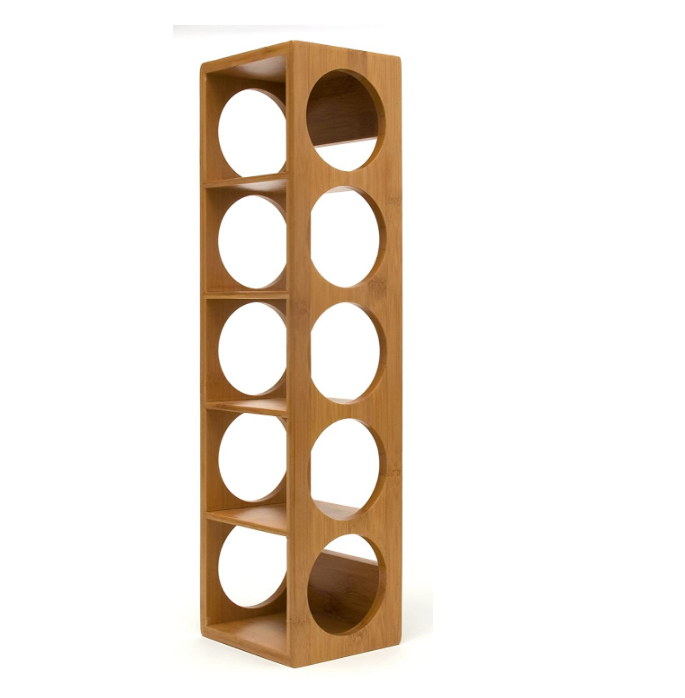 Bamboo wood stackable wine rack for storing and displaying wine retail wine display rack